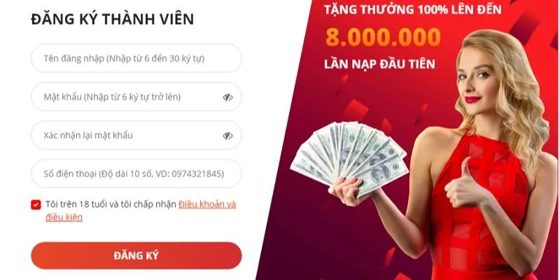 Thao tác chi tiết để đăng ký tài khoản May88